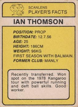 1981 Scanlens #27 Ian Thomson Back